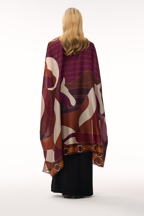 De La Falaise Cotton Silk Sarong / Purple Horses